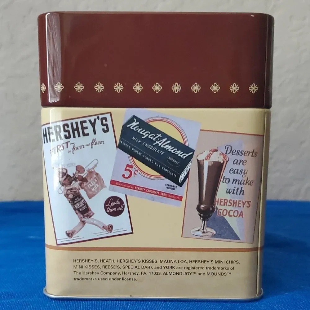 Vintage Hershey’s Recipe Tin Storage Box Chocolate Advertising Collectible